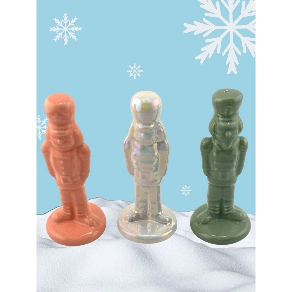 NEW Target Bullseye ~ Pink, Iridescent White & Green Nutcrackers Set of 3 - 3.7
